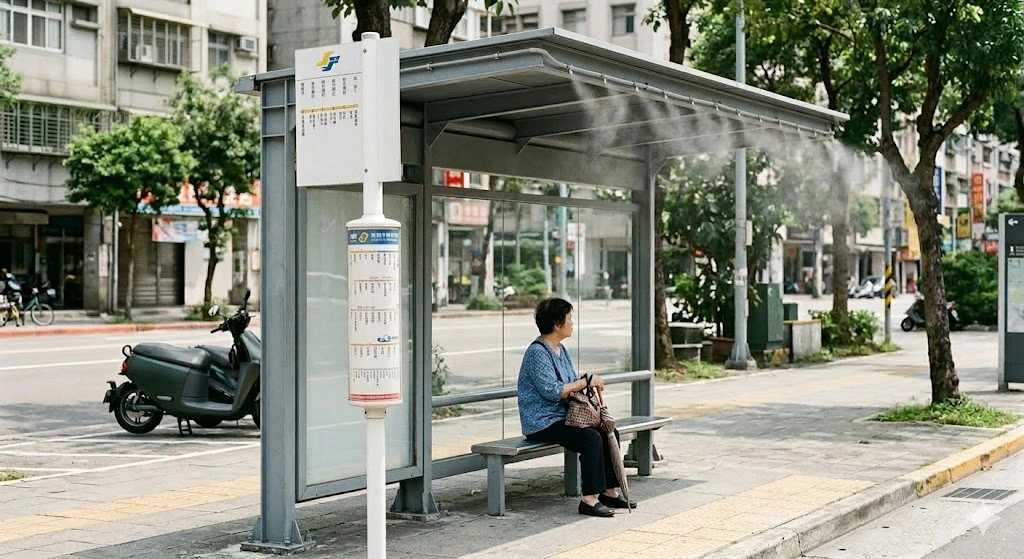 公車站降溫