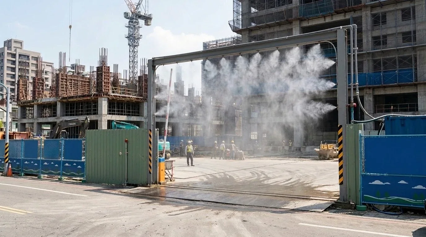 營建工地環境智慧管理系統：出入口高壓噴霧降塵與分區控制